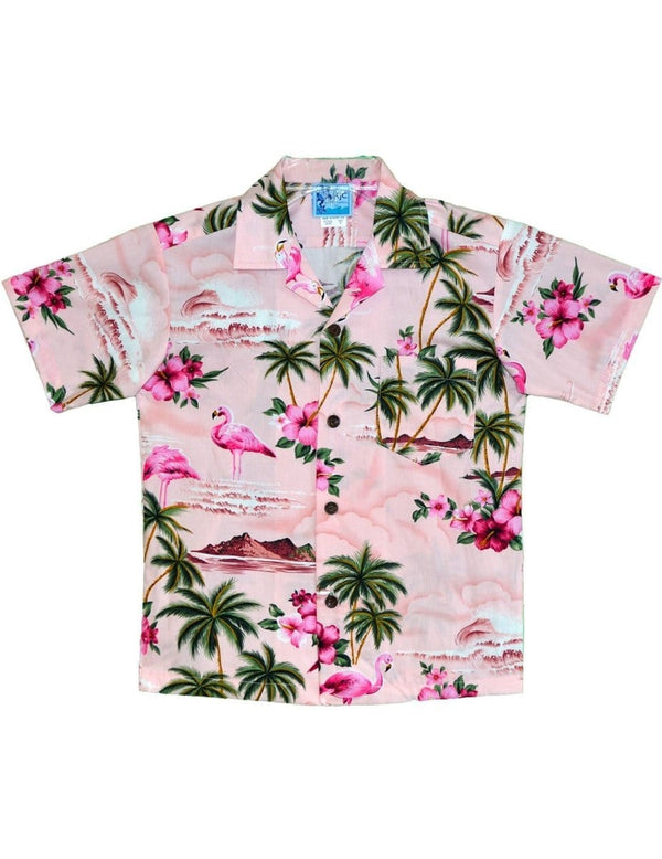 Boys Shirt Tropical Flamingo Pink