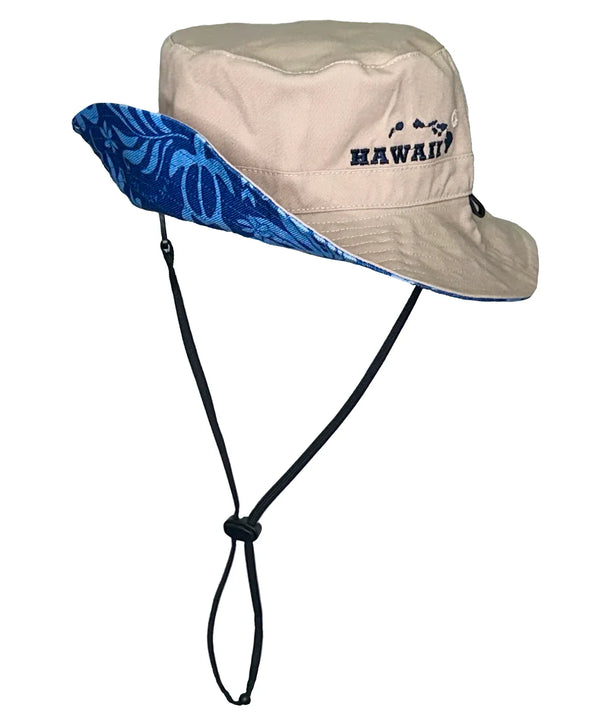 Monstera Honu Bucket Hat Reversible Hawaii Khaki