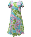 Cabana Palms Hawaiian Dress with Cap Sleeves Aqua