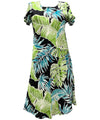 Cabana Palms Hawaiian Dress with Cap Sleeves Black