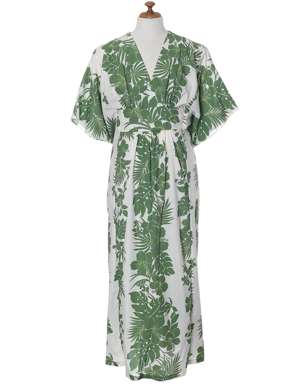 green hibiscus dress Hibiscus Flower Lei Long Muumuu Ruffle Dress