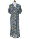 Aloha Lei Caftan Dress Hawaiian Print Blue One size