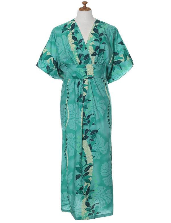 Ilima Flower Lei Caftan Hawaiian Dress Green One size