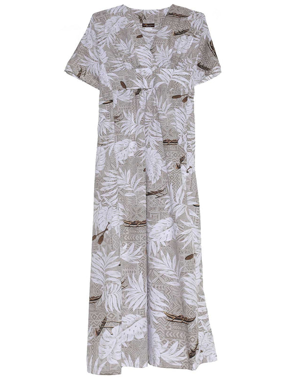 Caftan Hawaiian Dress Outrigger Tribal Beige One size