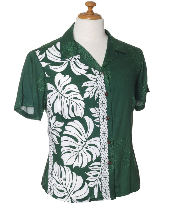 Women's Camp Hawaiian Shirt Prince Kuhio Green Green