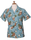 Camp Hawaiian Shirt for Women Sunny Pineapples Light Blue KY