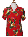 Birds of Paradise Camp Shirt for Women Red