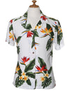 Birds of Paradise Camp Shirt for Women White