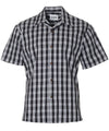Classic Hawaiian Paniolo Palaka Plaid Shirt for Men in Black Black