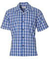 Classic Hawaiian Paniolo Palaka Plaid Shirt for Men in Royal Blue Royal