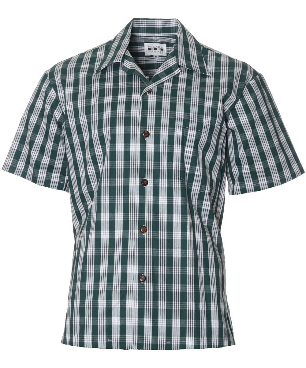 Classic Hawaiian Paniolo Palaka Plaid Shirt for Men in Green Forest Green / XL Classic Hawaiian Paniolo Palaka Plaid Shirt for Men in Green Forest Green / XL