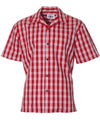 Classic Hawaiian Paniolo Palaka Plaid Shirt for Men in Red Red