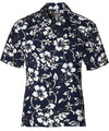 Classic Hibiscus Pareo Aloha Shirt Navy