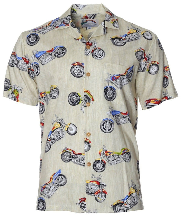 Classic Motorcycles Hawaiian Shirt Cream