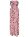 Classic Orchids Maxi Strapless Ruffle Overlay Hawaiian Dress Pink