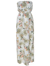 Classic Orchids Maxi Strapless Ruffle Overlay Hawaiian Dress White