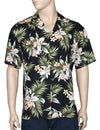 Classic Orchids Rayon Aloha Shirt Black