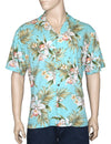 Classic Orchids Rayon Aloha Shirt Aqua KY