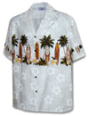 Classic Surfing Boards Men Aloha Shirt White