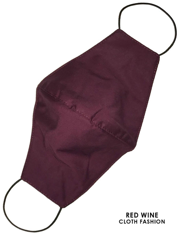 Cloth Face Mask Solid Red-Wine Color