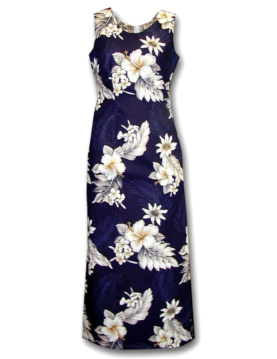 Cocktail Maxi Hawaiian Dress Lanai Navy / S Cocktail Maxi Hawaiian Dress Lanai Navy / S