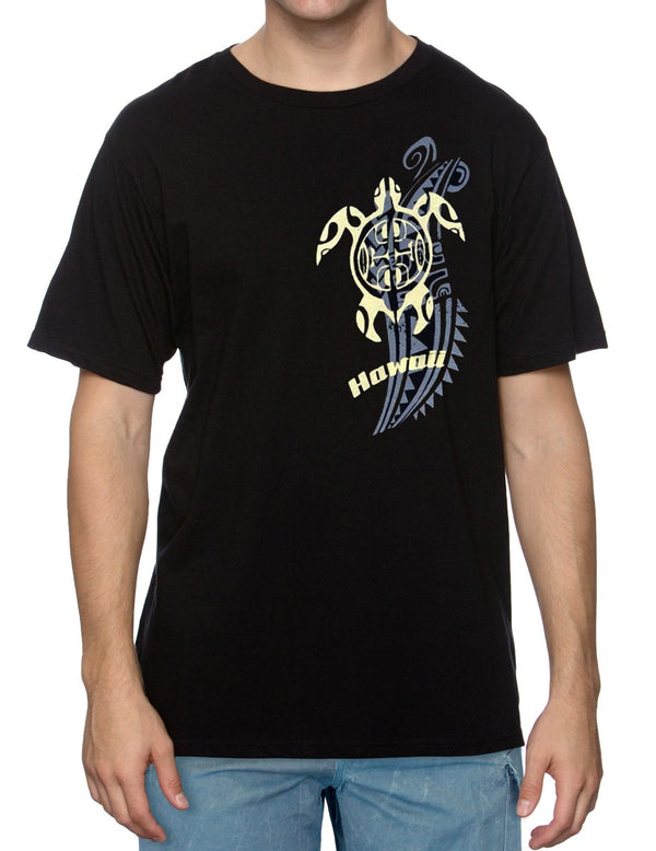 Tribal Honu Hawaii Design T-Shirt Black RJC
