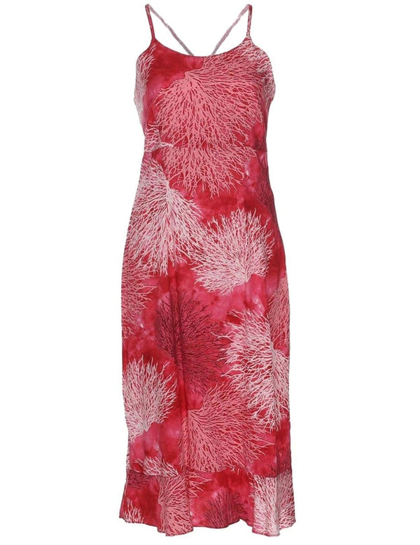 Criss Cross Back Cocktail Aloha Dress Island Reef Coral Hilo Hattie