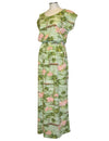 Diamond Head Hawaii Full Length Rayon Dress Cap Sleeves Green