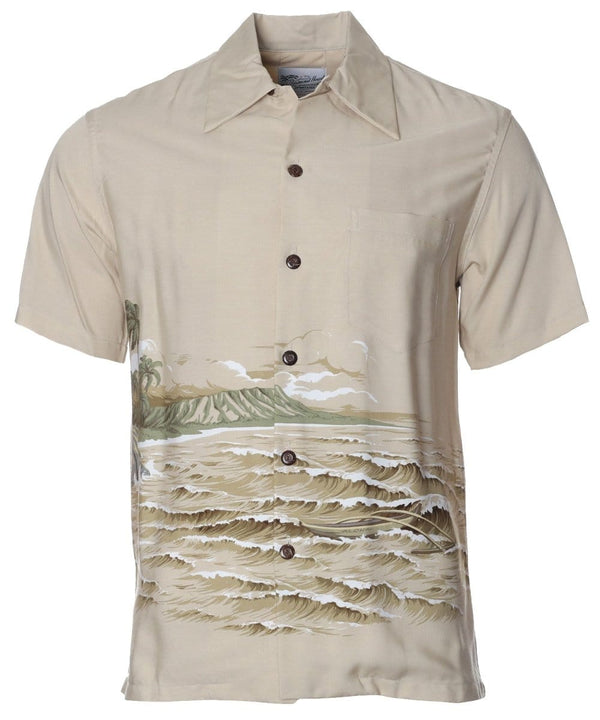 Diamond Head Surf Vintage Kaimana Hawaiian Shirt Tan