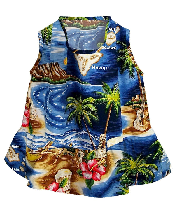 Dog Hawaiian Dress Hawaii Polynesian Navy