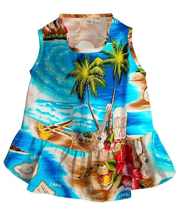 Dog Hawaiian Dress Hawaii Polynesian Turquoise