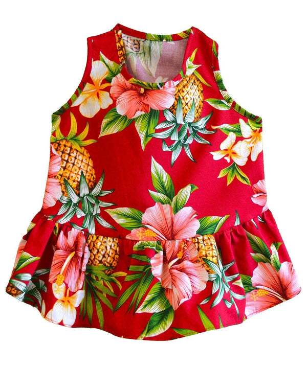 Dog Hawaiian Dress Hibiscus Pineapples Valley Red