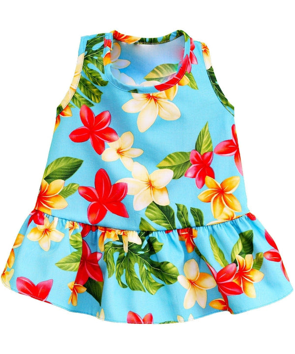 Dog Hawaiian Sundress Fashion Plumeria Light Blue