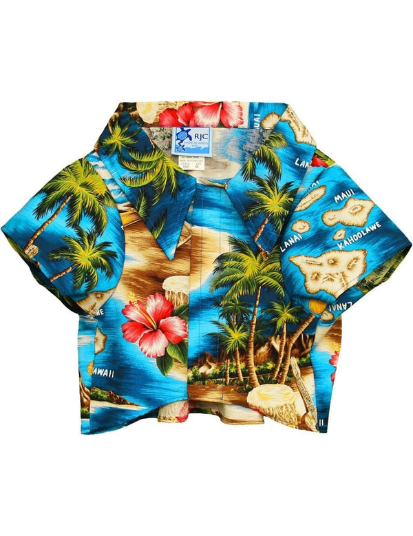 Dogs Aloha Shirt Hawaii Polynesian Turquoise