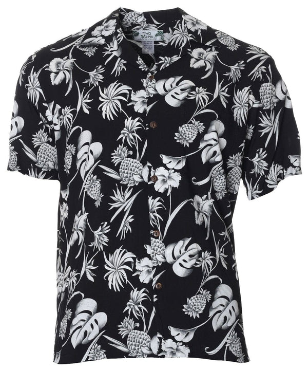 Dream Garden Hawaiian Shirt Black Two Palms