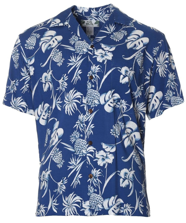 Dream Garden Hawaiian Shirt Navy Two Palms