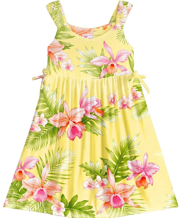 Dream Orchids Girls Dress with Side Ties Yellow