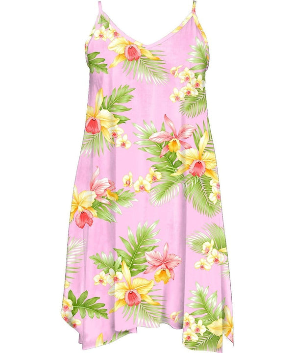Dream Orchids Short Dress with Scarf Hem Pink