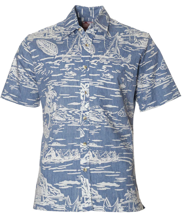Dress Aloha Shirt Pacific Voyage Blue RJC