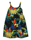 Elastic Straps Girls Sundress Parrots Paradise Black