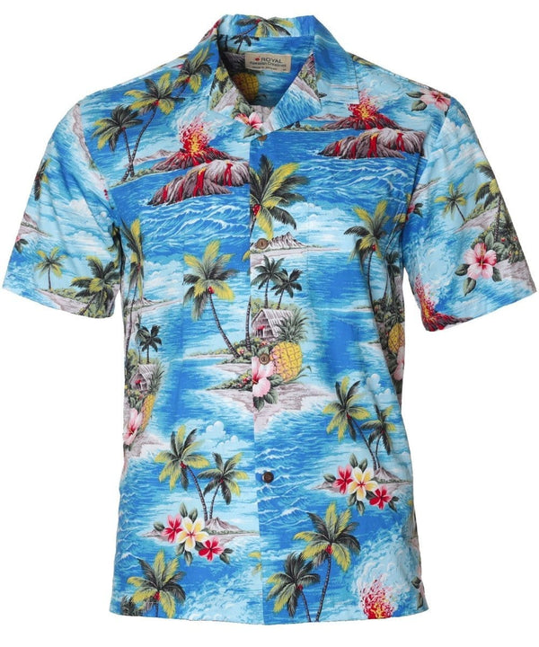 Erupting Volcano Hawaiian Shirt Royal