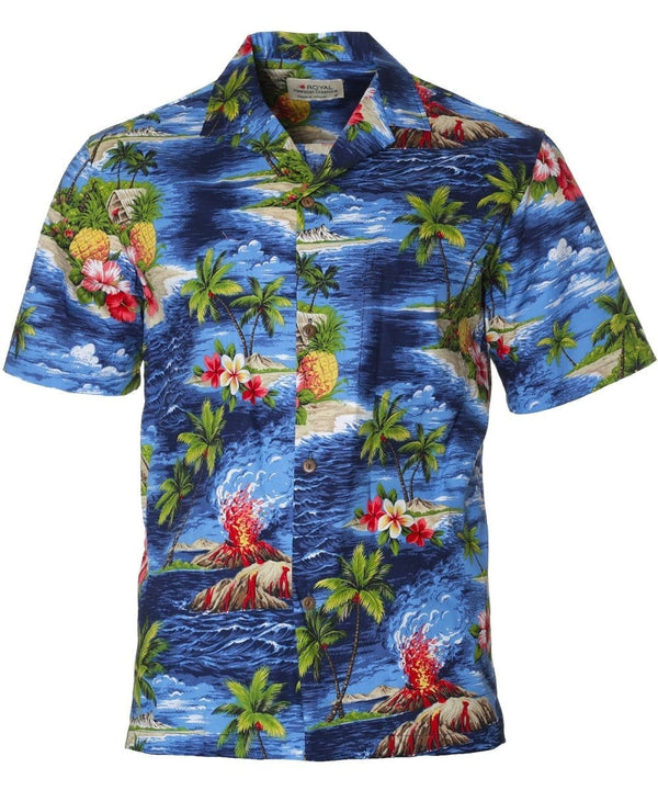Erupting Volcano Hawaiian Shirt Navy
