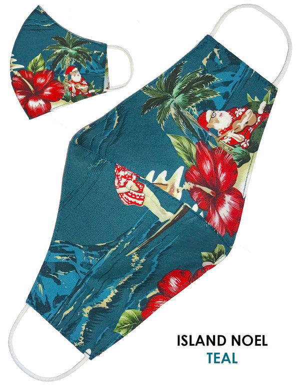 Island Santa Christmas Face Mask Teal KY