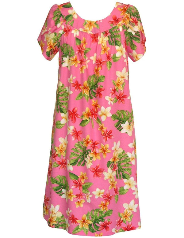 Fashion Plumeria Pull Over Short Muumuu Pink