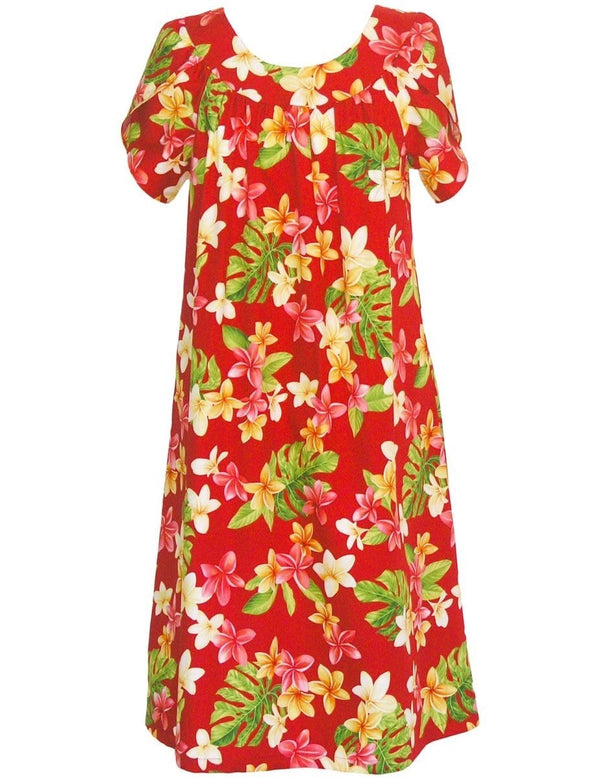 Fashion Plumeria Pull Over Short Muumuu Red