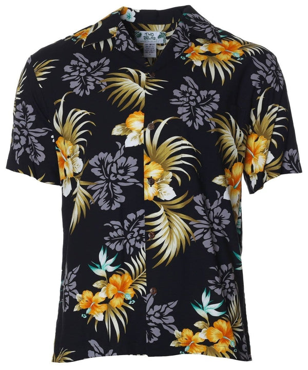 Fern Hibiscus Shirt Black Two Palms