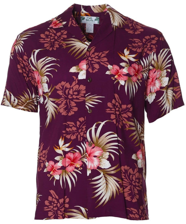 Fern Hibiscus Shirt Purple Two Palms