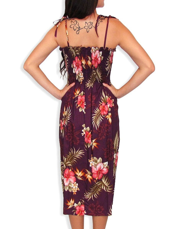 Fern Hibiscus Smock Dress Purple