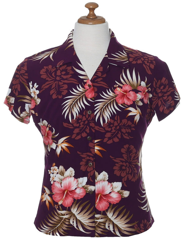 Fern Hibiscus Women Shirt Purple