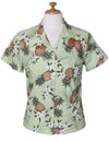 Sunny Pineapples Fitted Hawaiian Blouse Green